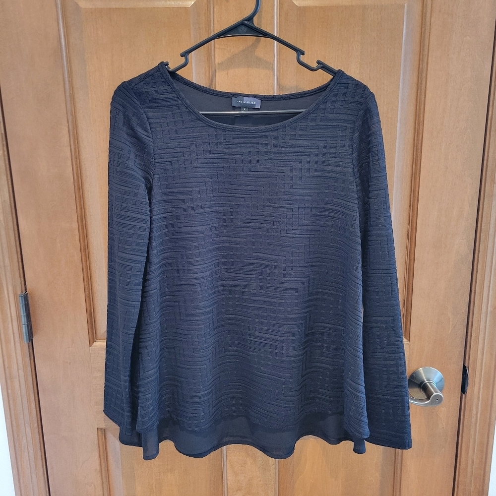 The Limited Black Layered Geometric Long Sleeve Top Size Small